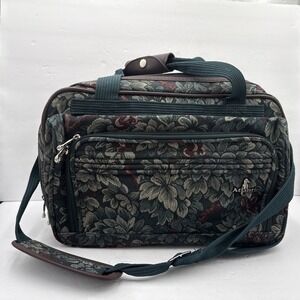 Vtg Atlantic Tapestry Floral Travel Kit Bag Carry-on Toiletry Cosmetic